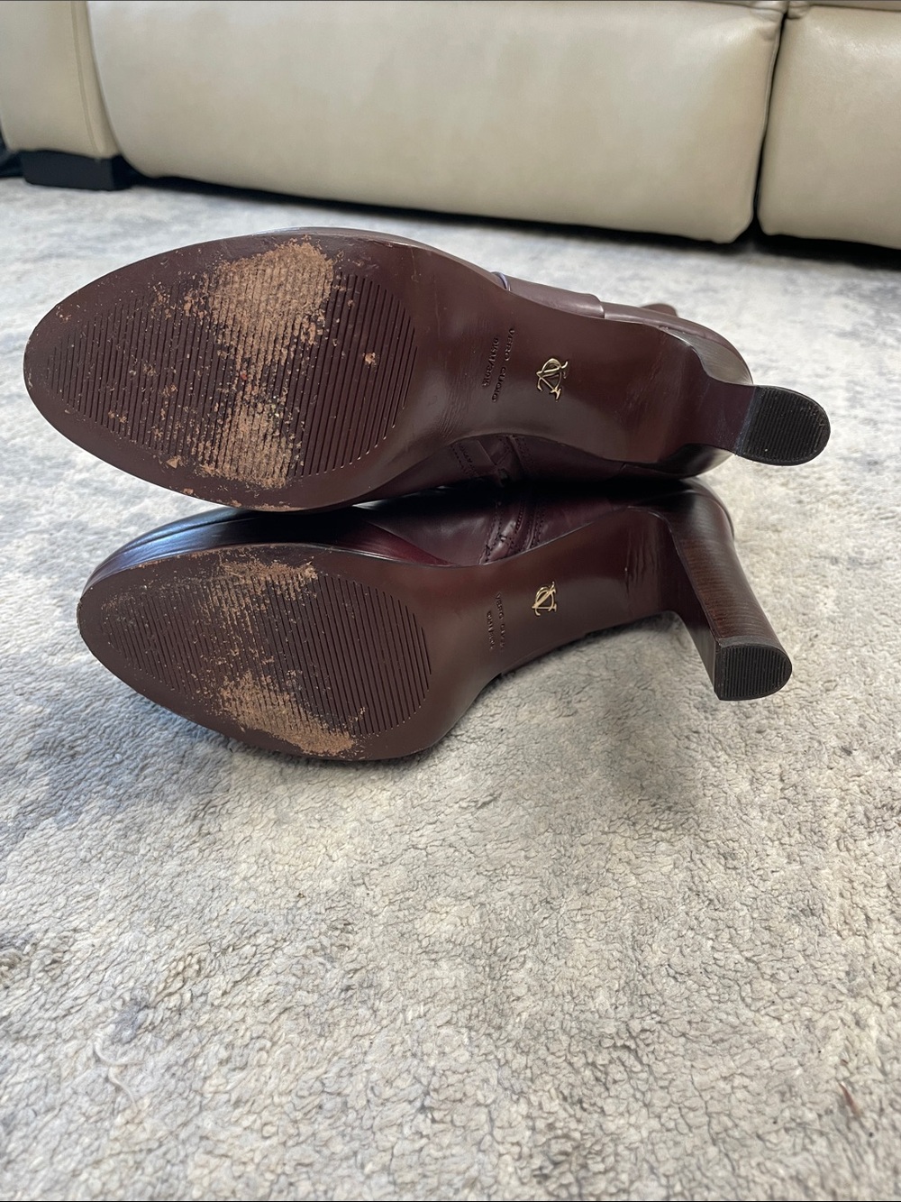Vince Camuto Signature Fabina Dark Burgundy Purple Leather Heeled Boots 9.5 - Picture 6 of 16